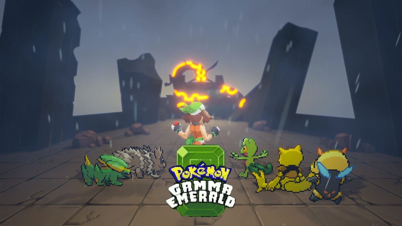 Rayquaza image from Pokémon Gamma Emerald with the logo