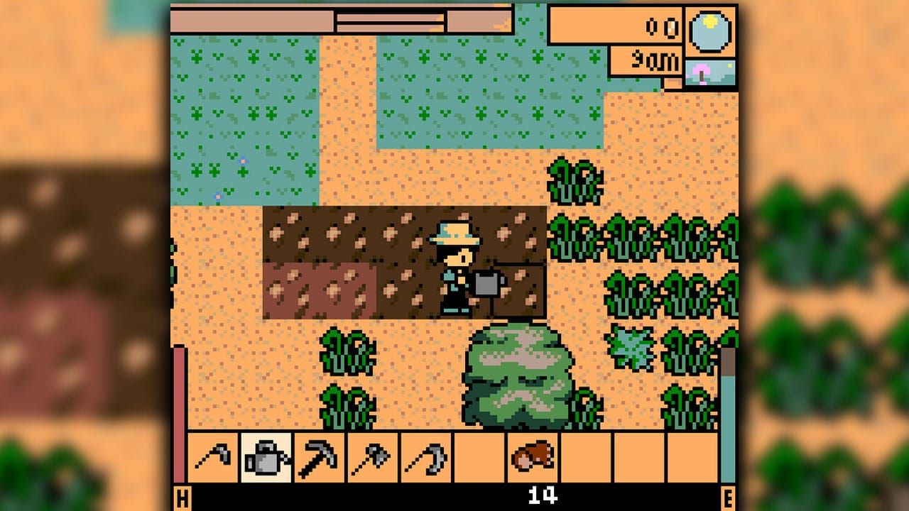 Farming on 8-bit version of Stardew Valley