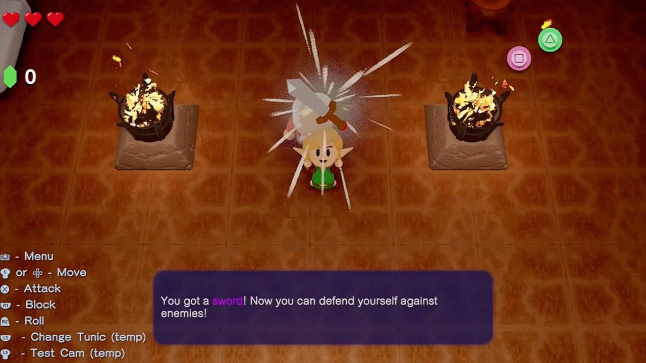 Old man and Link with the Sword in a remake of The Legend of Zelda on Dreams