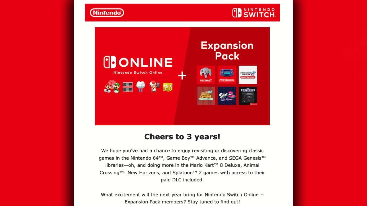 Nintendo Switch Online Message
