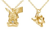 Pikachu and Ditto gold necklaces