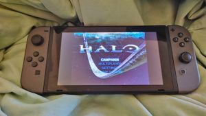 A Nintendo Switch with Halo running on it