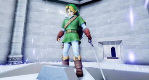 Adult Link standing in the Temple of Time