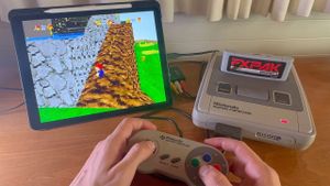 Super Mario 64 playingn on an iPad via a SNES