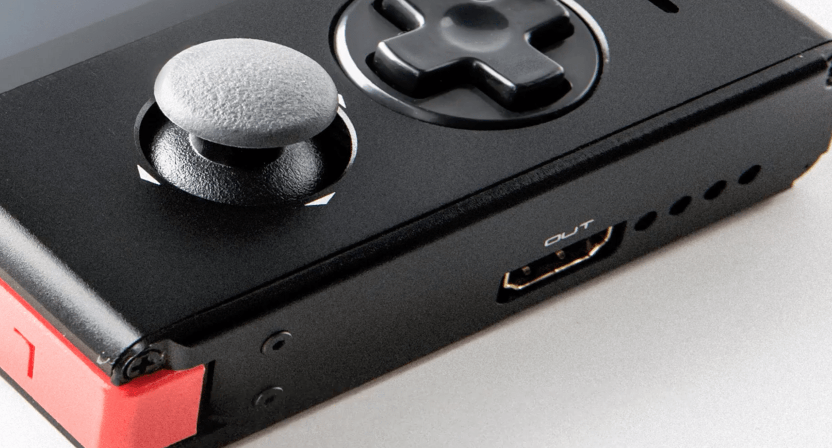 HDMI out next to the D-Pad and Joystick 