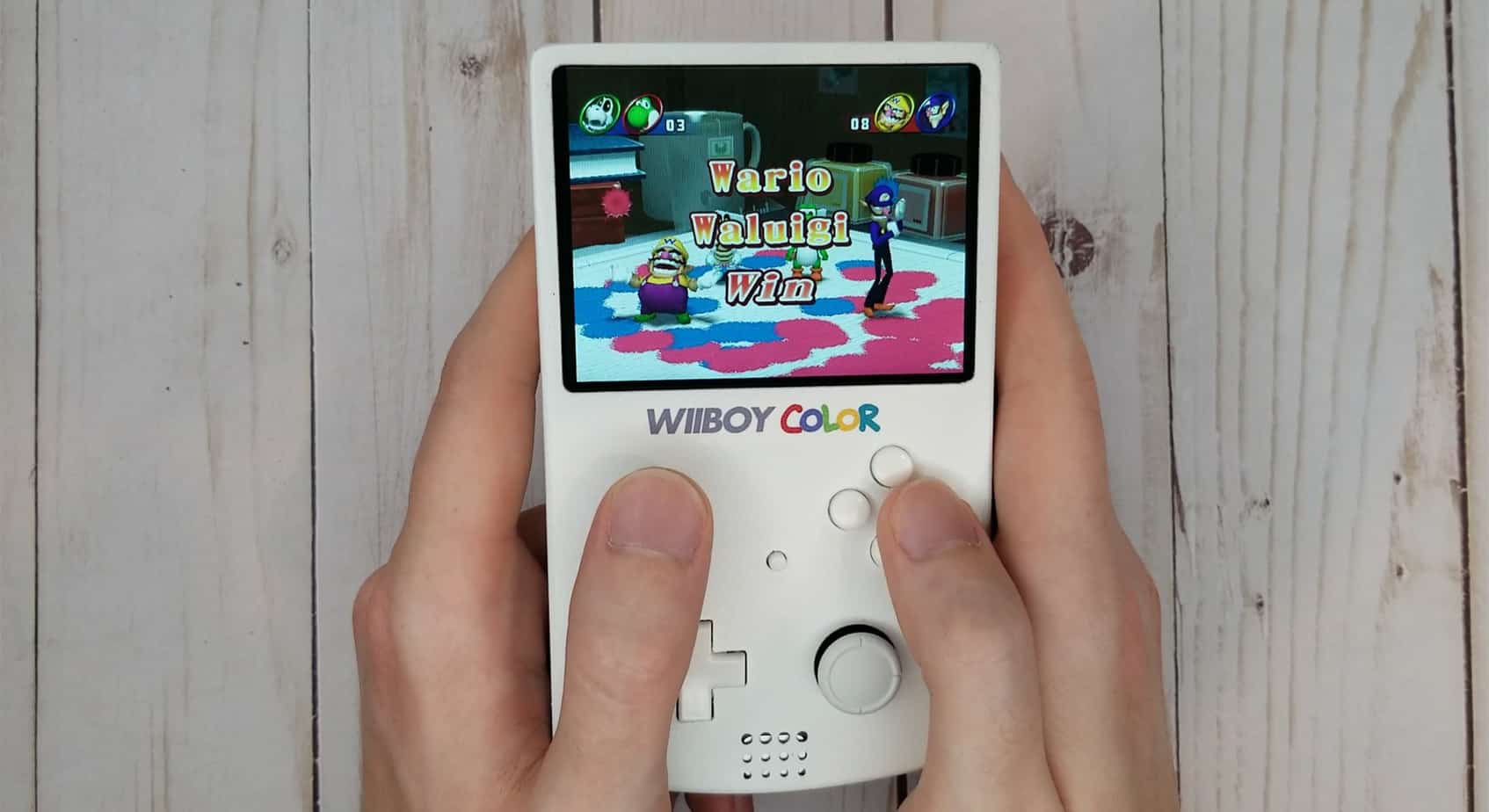 Wii Boy Color playing Mario Party