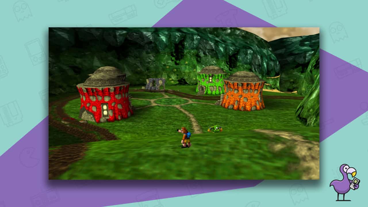 Banjo-Tooie gameplay - Banjo standing in the Jinjo Village