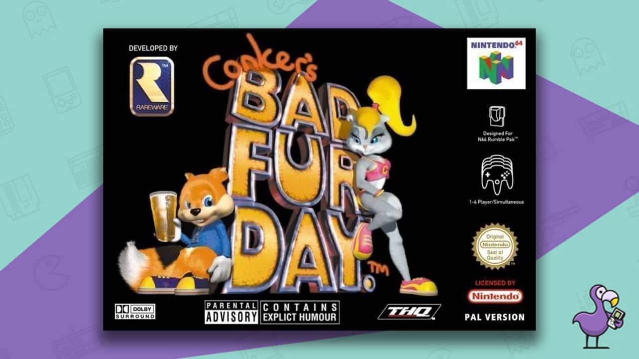 Conker's Bad Fur Day game box for the N64