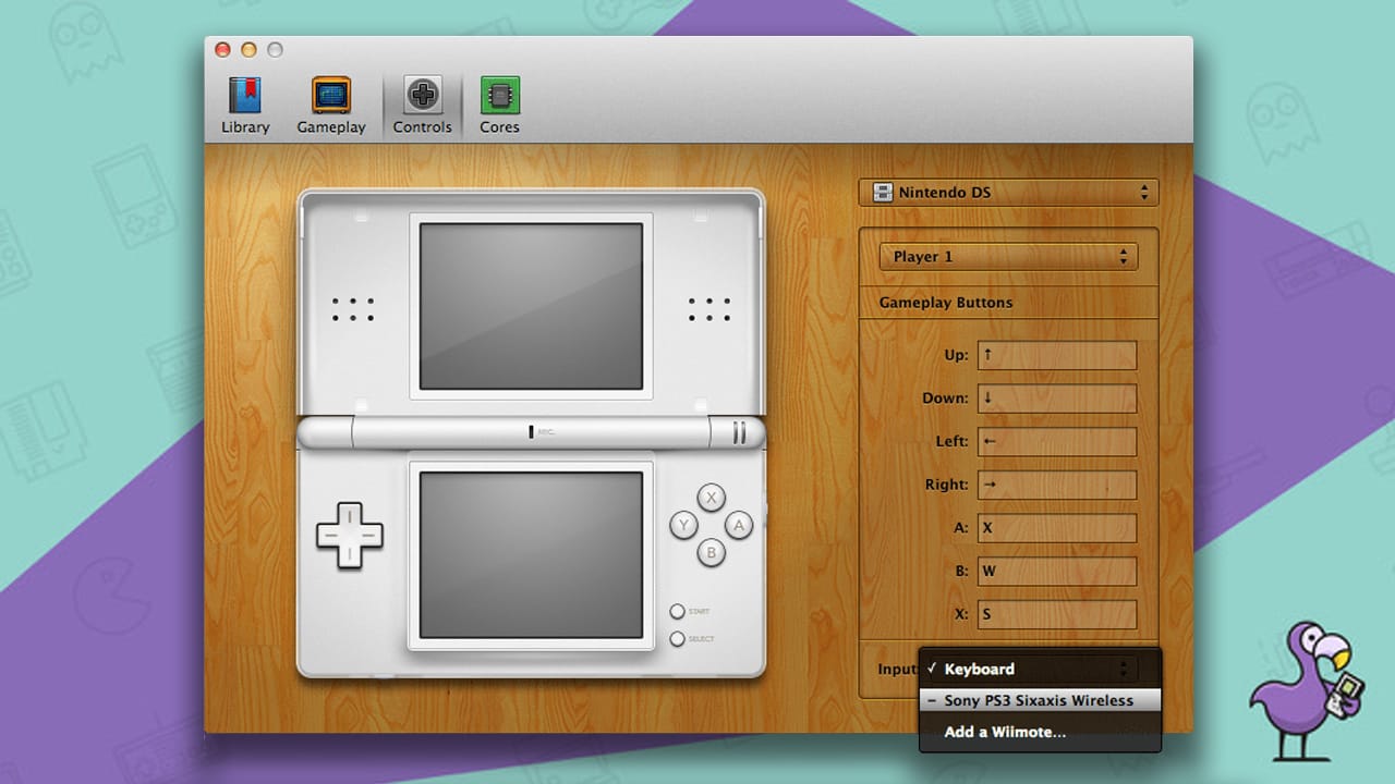 OpenEmu button serup screen on a mac