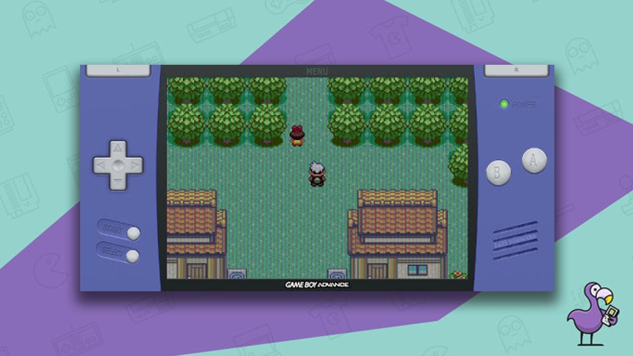 RetroArch Pokemon gameplay with a GBA skin