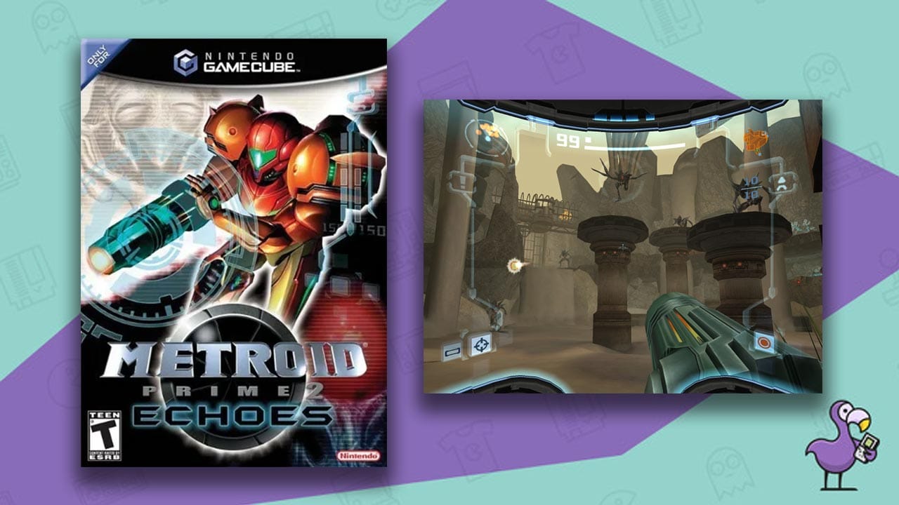 Metroid Prime 2: Echoes Double Trouble gameplay and original game case for the game