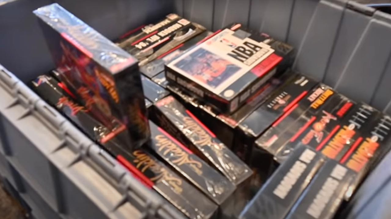 Rare Sealed Nintendo and Sega games - crate of sealed games