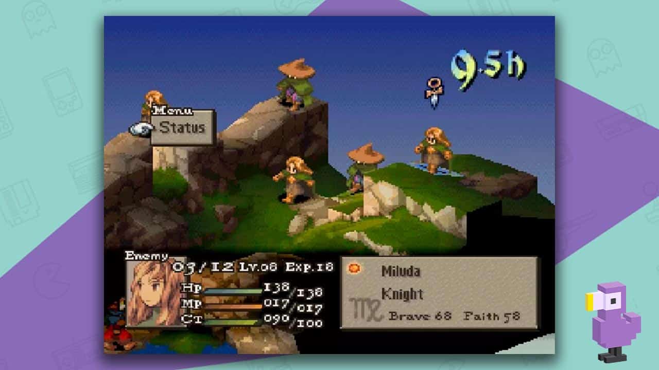 Final Fantasy Tactics: War of the Lions gameplay, with characters moving across terrain