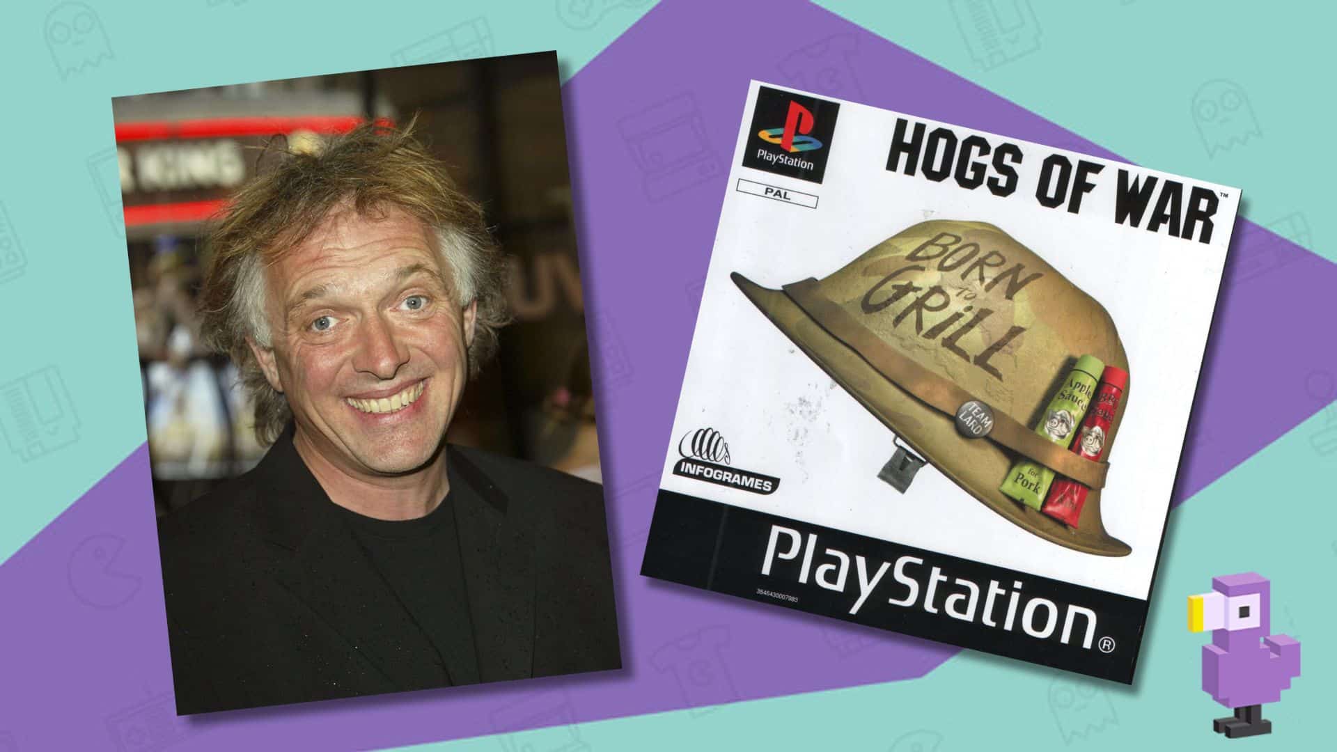 HOGS OF WAR GAME CASE AND RIK MAYALL