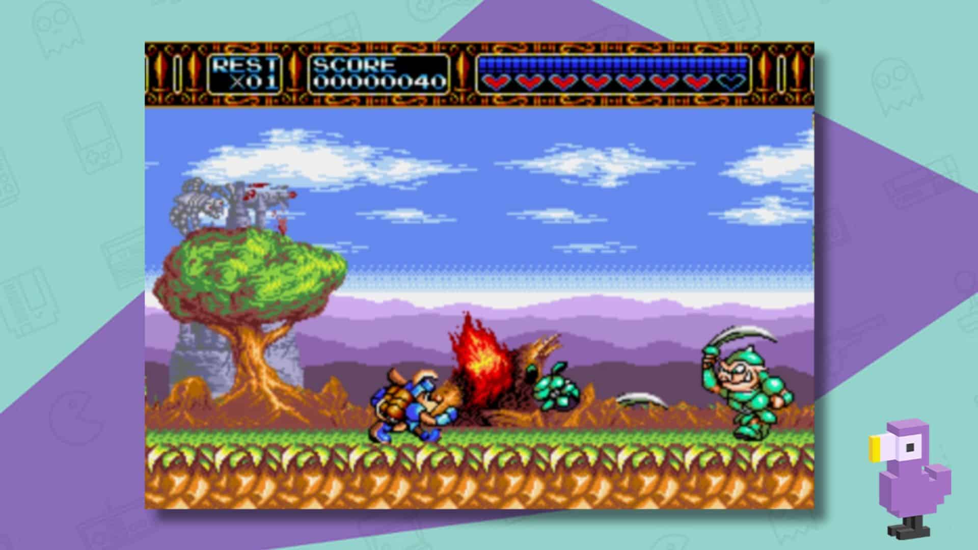 Sparkster attacking an enemy