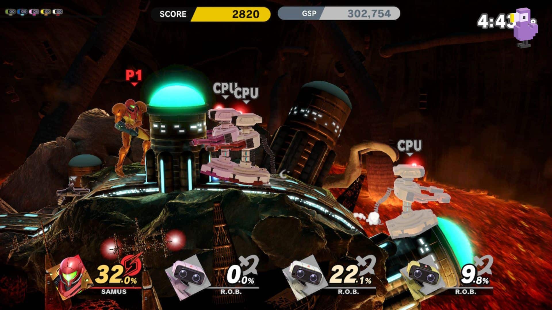 SAMUS FACES A HORDE OF R.O.B ATOP A FLOATING ISLAND