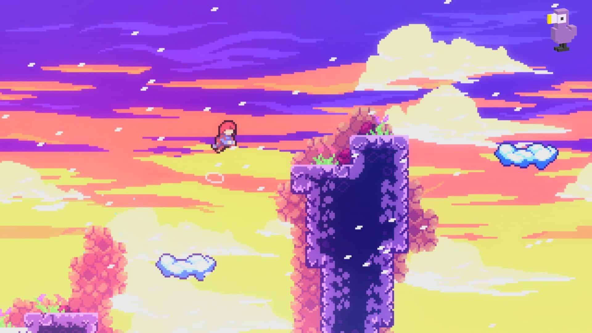 Celeste flying through the air