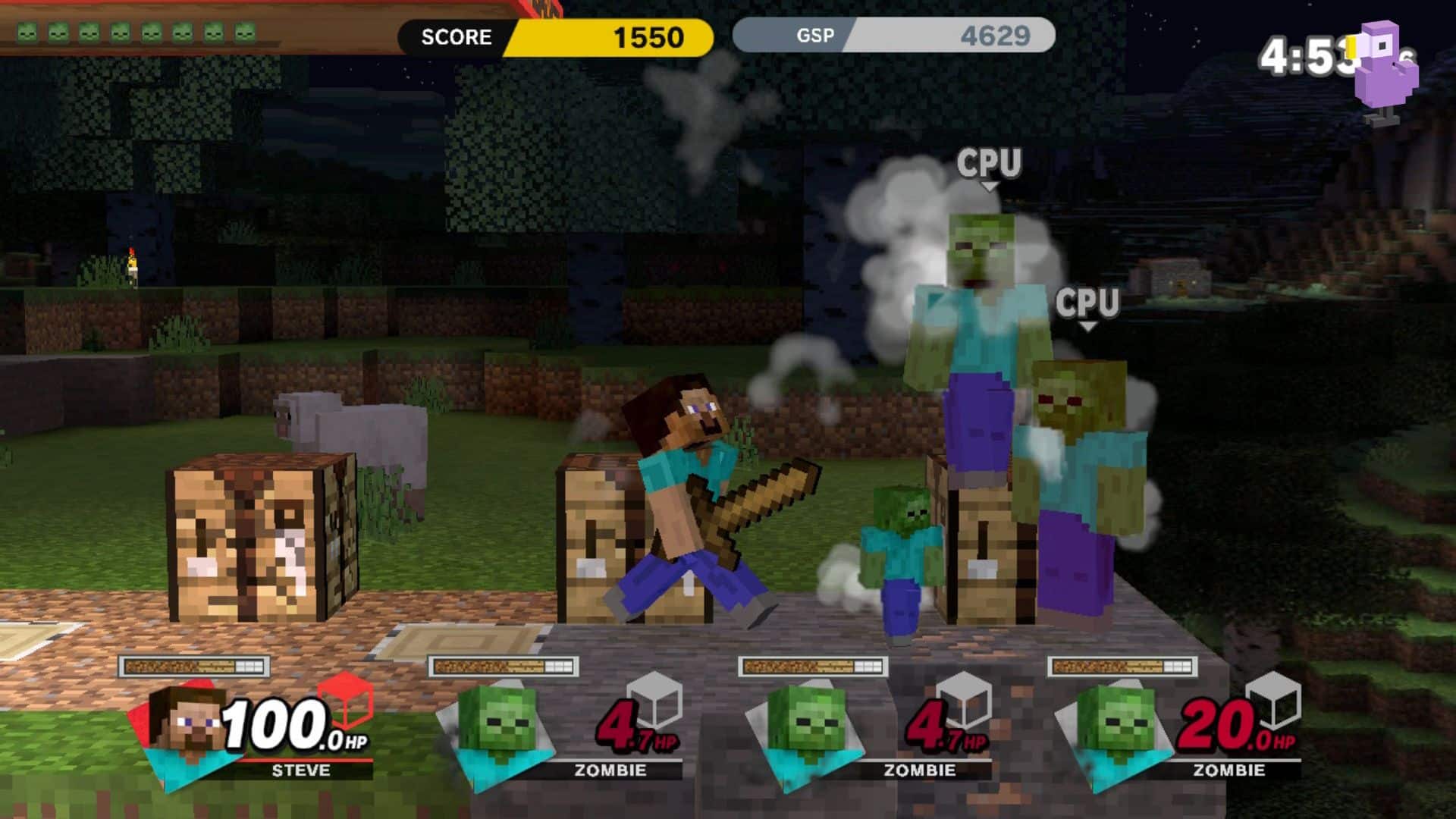 STEVE HOLDING MINECRAFT SWORD AND FIGHTING ZOMBIES