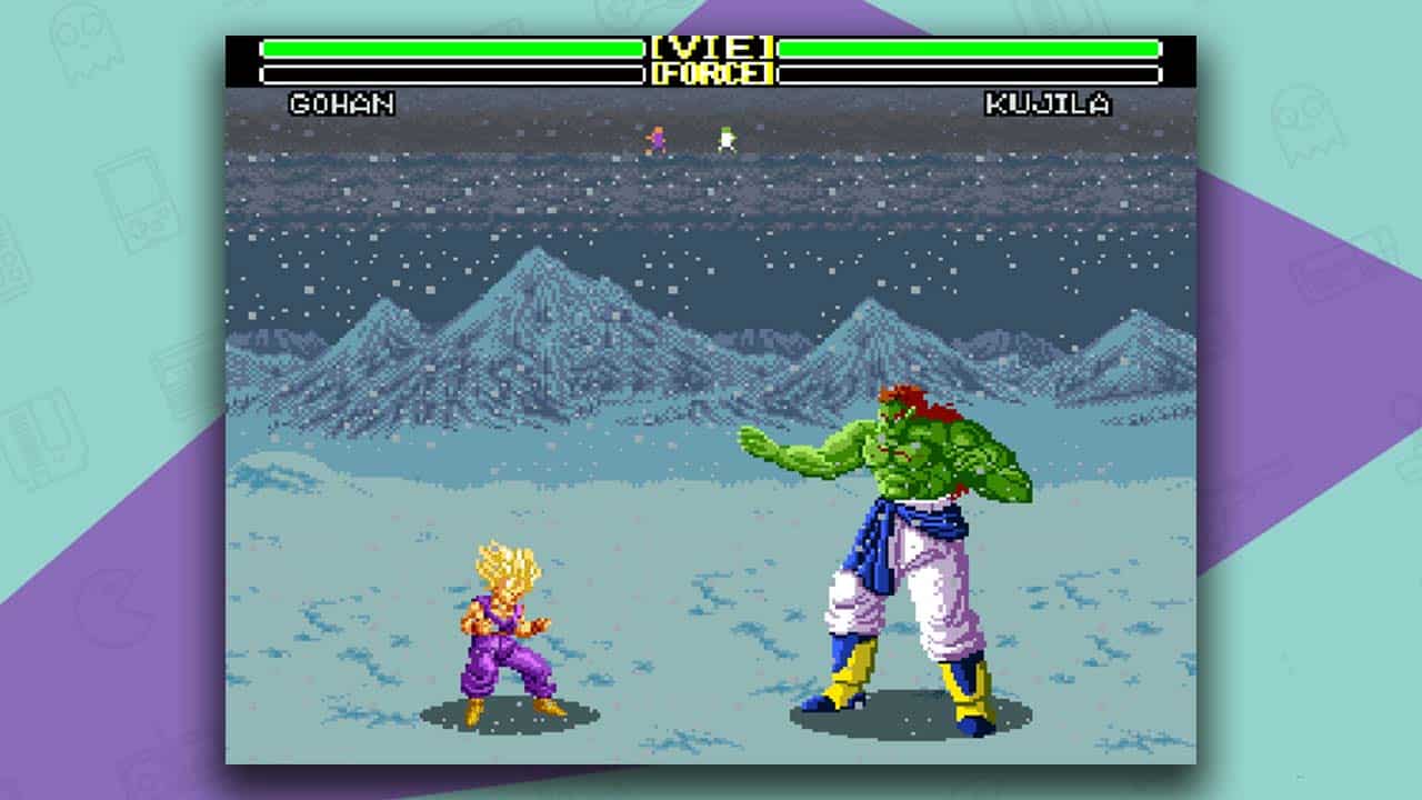 Gohan vs Kujila fighting in the snow - Dragon Ball Z: Super Butōden 2 