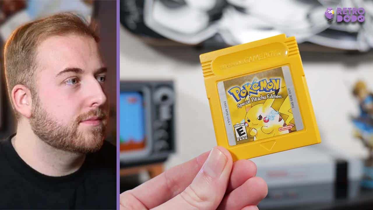 Brandon's headshot (left) Pokemon Yellow cartridge (right)
