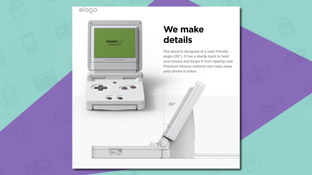 Game Boy Advance SP charging stand side view