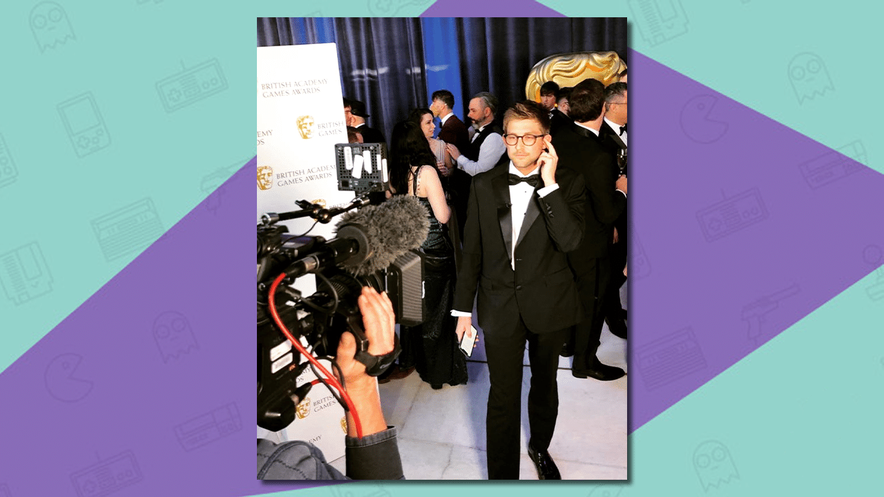 Steffan Powell hosting at the British Academy Gaming Awards.