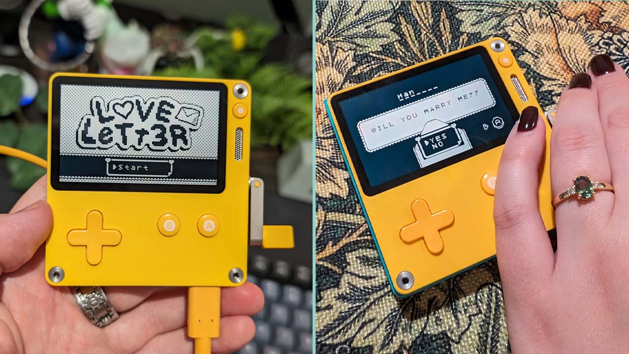 Two images showing clips from the Love Letter PlayDate game