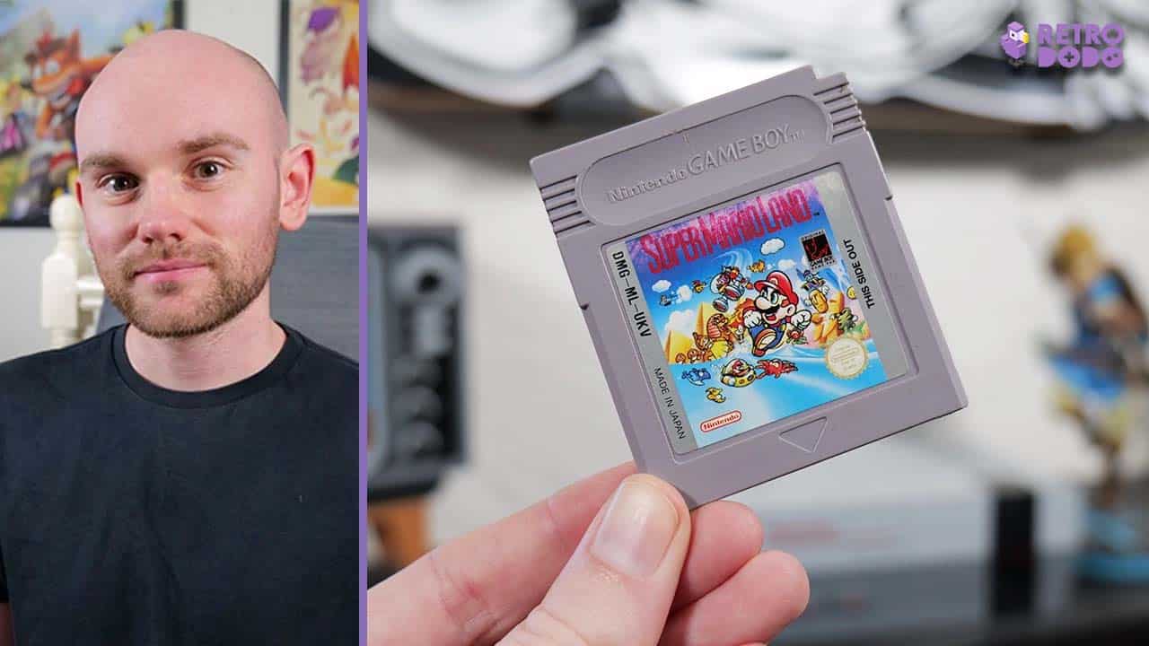 Rob's headshot (left) and Super Mario Land game boy cartridge (right)