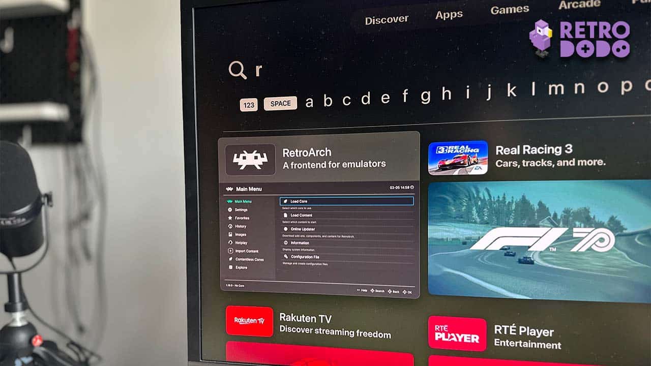 Apple TV showing RetroArch on Brandon's monitor