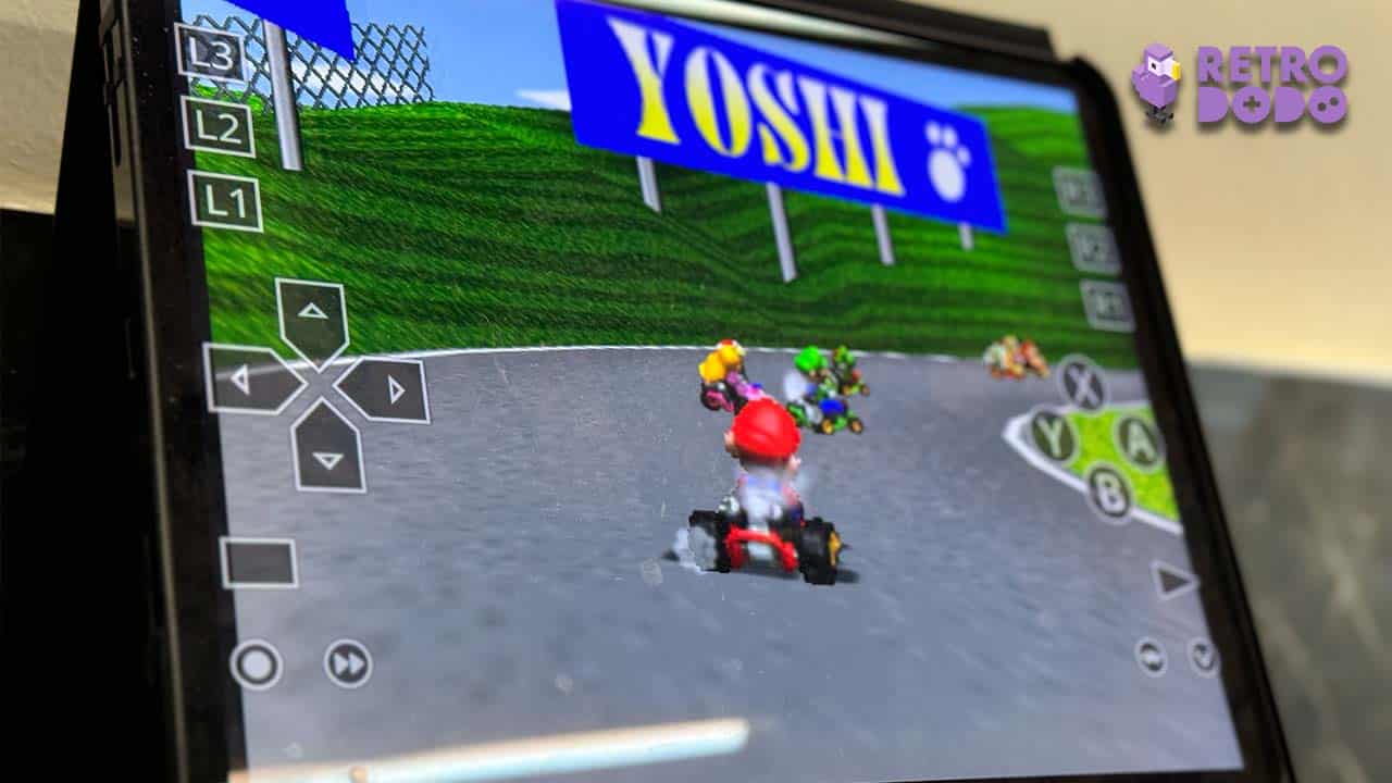 Mario Kart running on RetroArch iPad