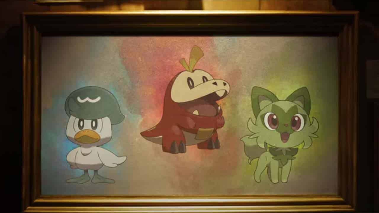 The three starters from Pokémon Scarlet/Violet