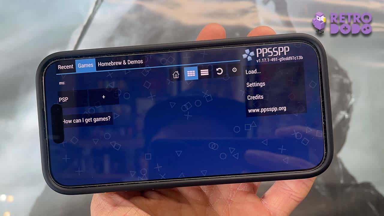 PPSSPP screen on Seb's phone