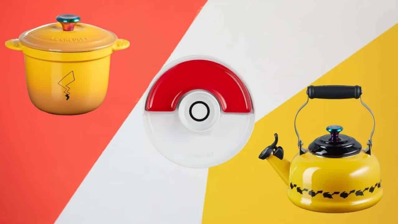 Pikcahu kettle and pot Le Creuset, with a master ball plate