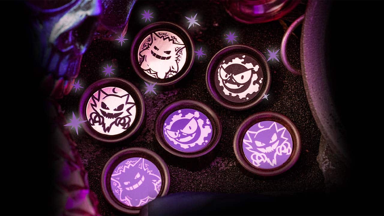 A selection of ear plugs with the ghost Pokémon on them