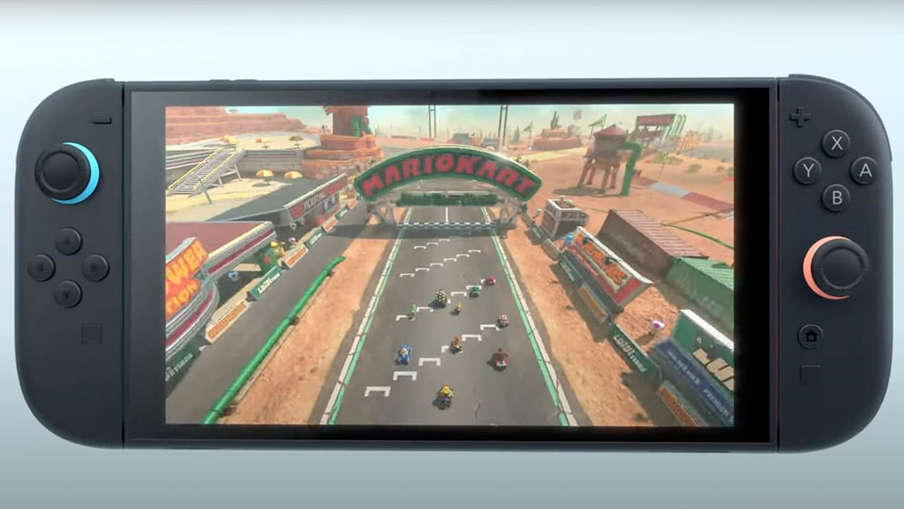 The new Nintendo Switch Console with Mario Kart 9 on the screen