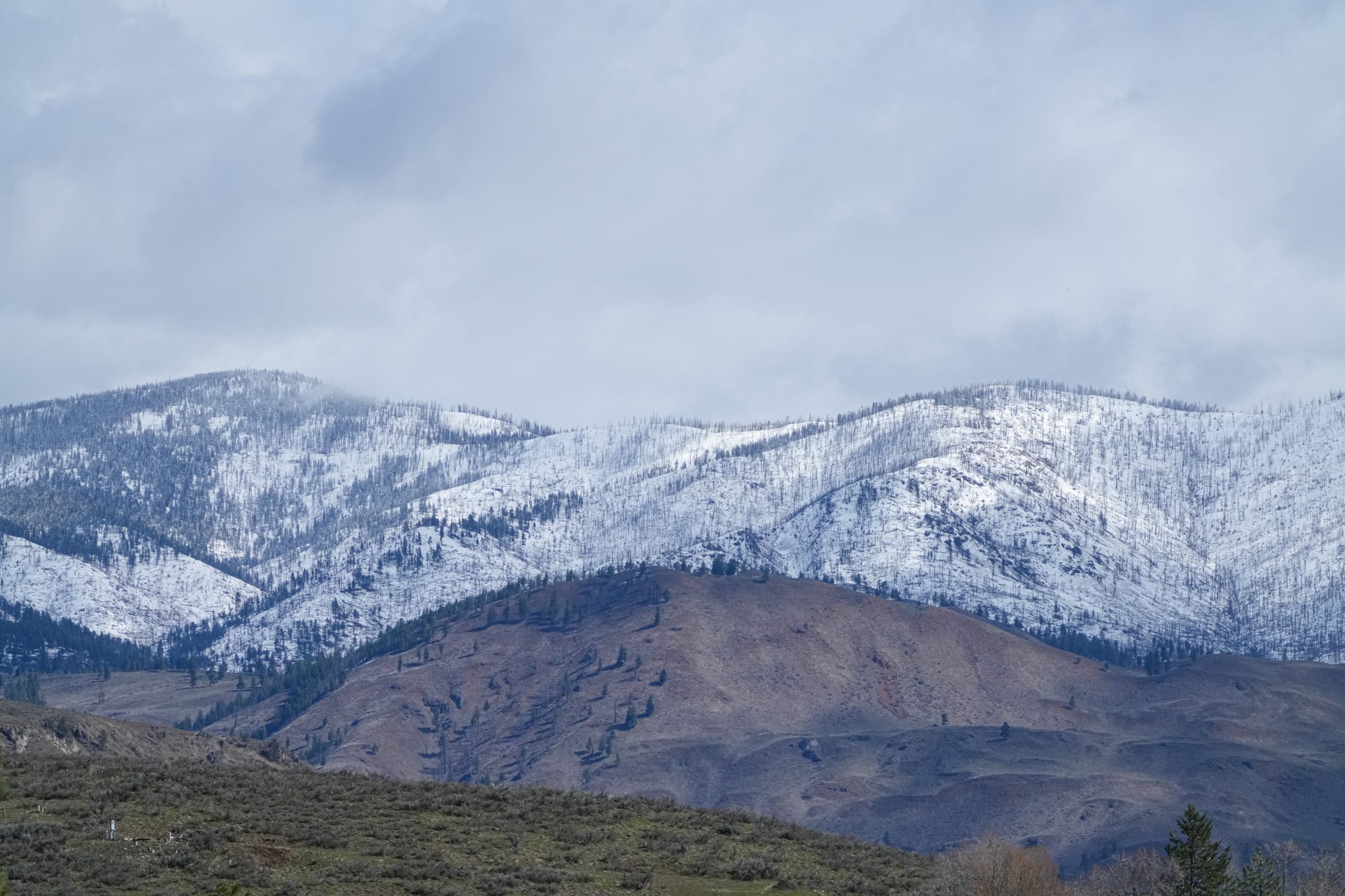 new snow on the hills