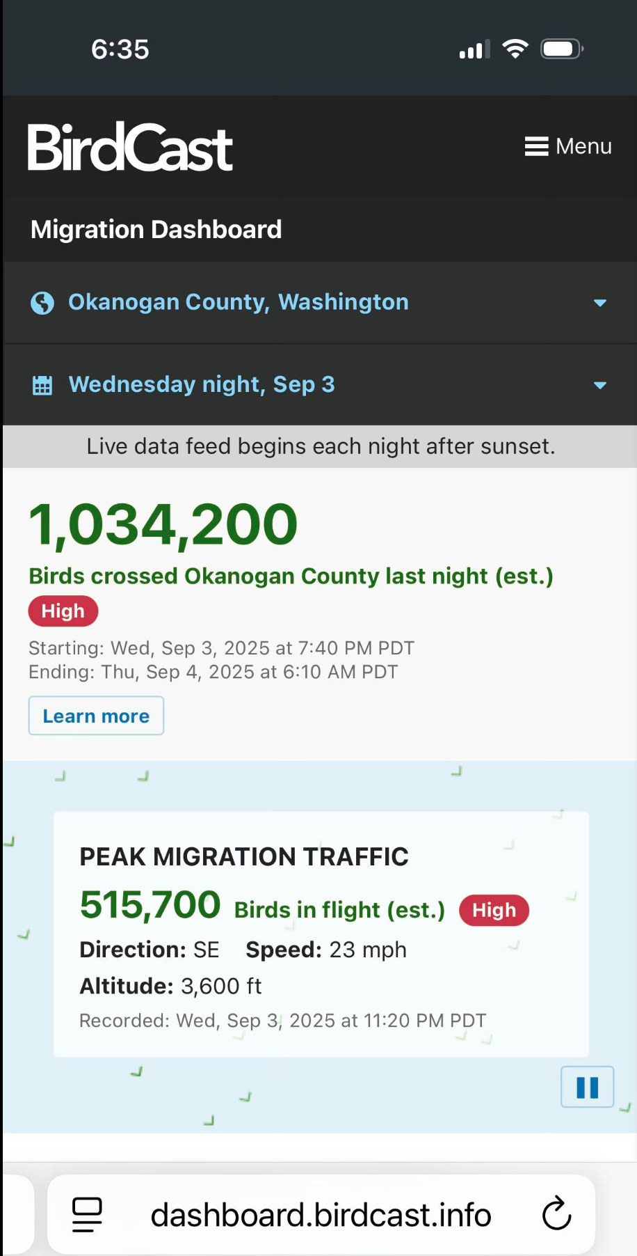 screenshot from Bird Cast