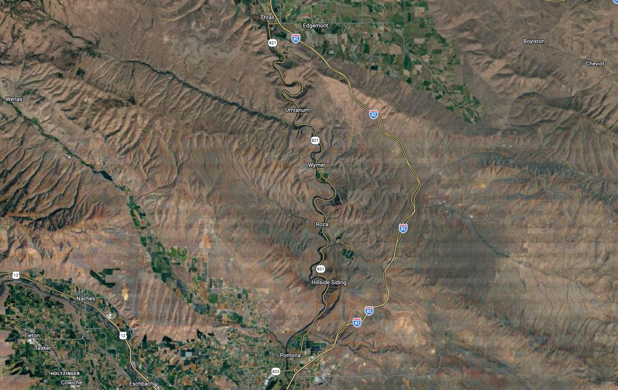 map of Yakima River Canyon