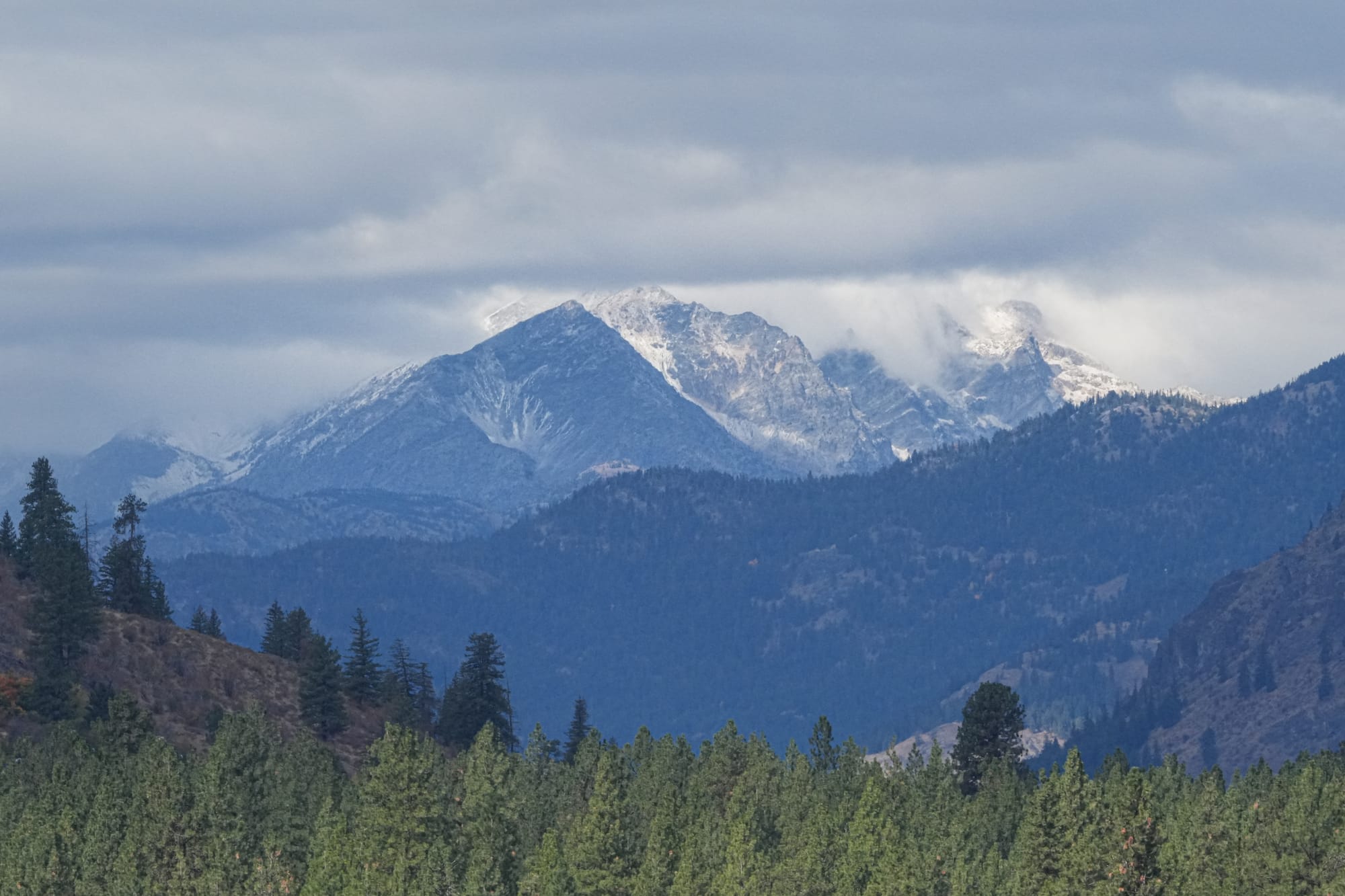 snow on mountains