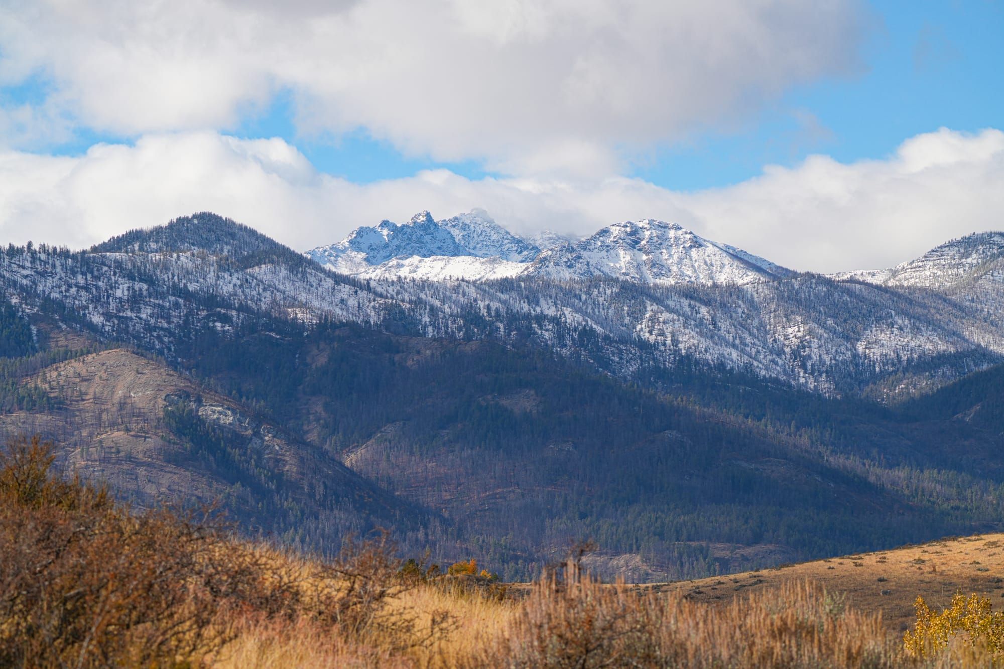 snow on mountains