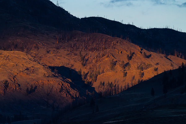 sunset light on hills