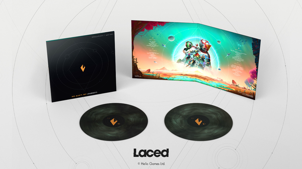 packshot of a 'No Man's Sky: Journeys' double vinyl album showing the inside gatefold 