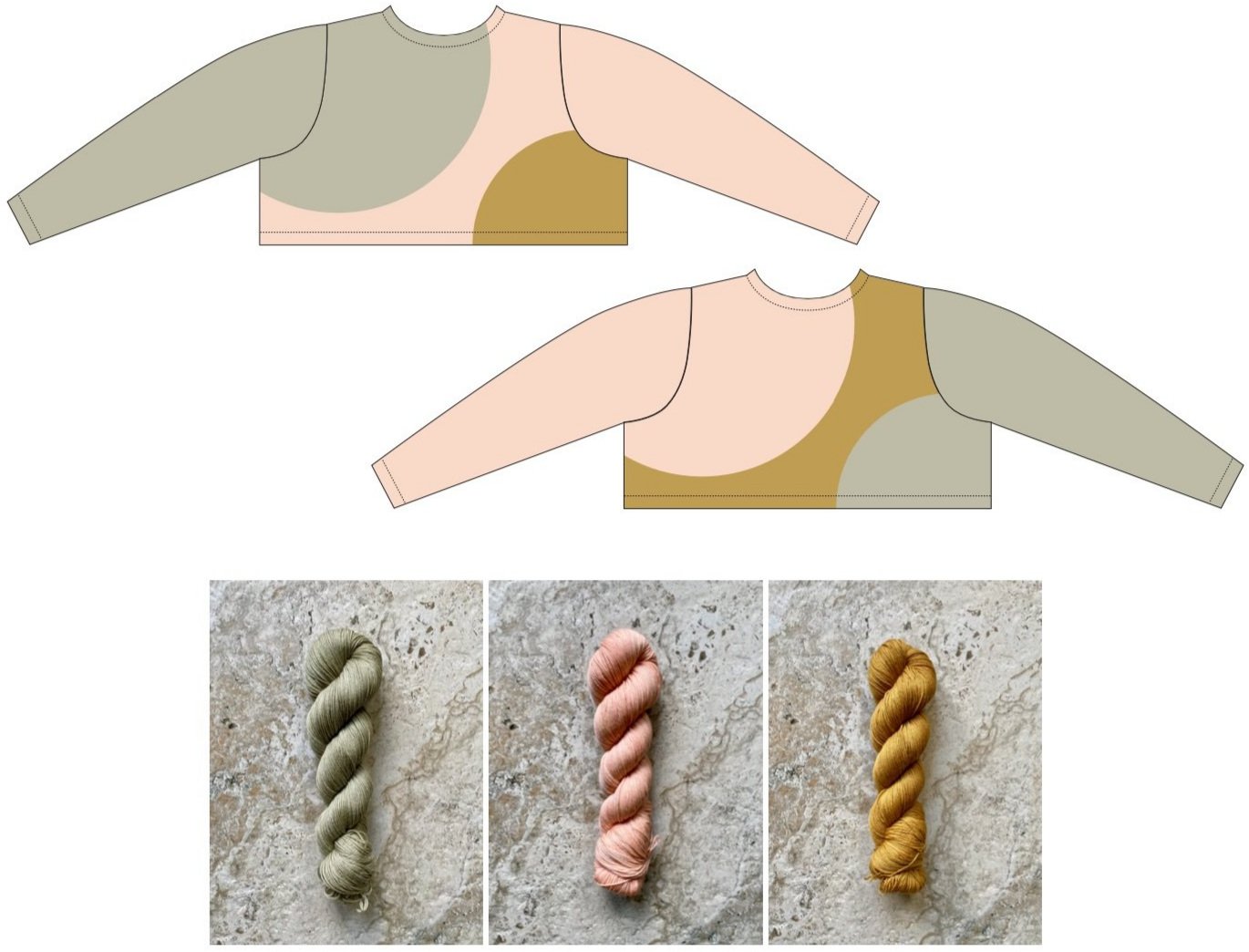 COLOR COMBO 1 (above): Evergreen, House Rosé, Sunstone