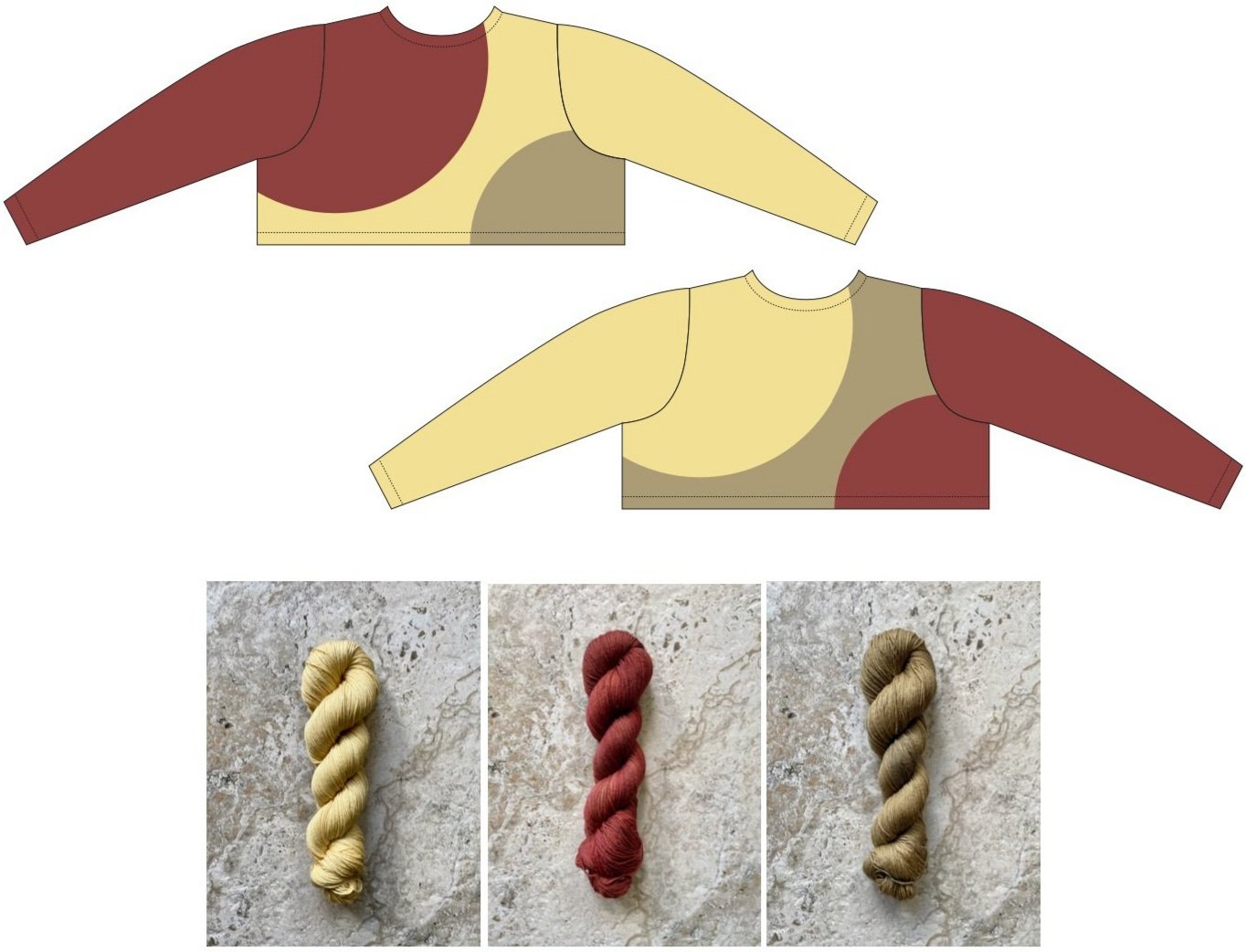 COLOR COMBO 2 (above): Faded Gold, Garnet, Olive