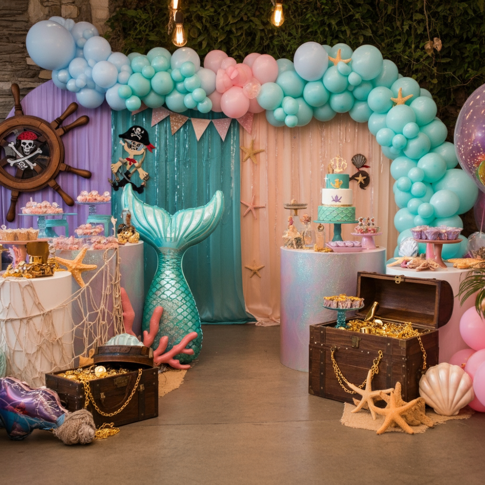 mermaid and pirate party decorations