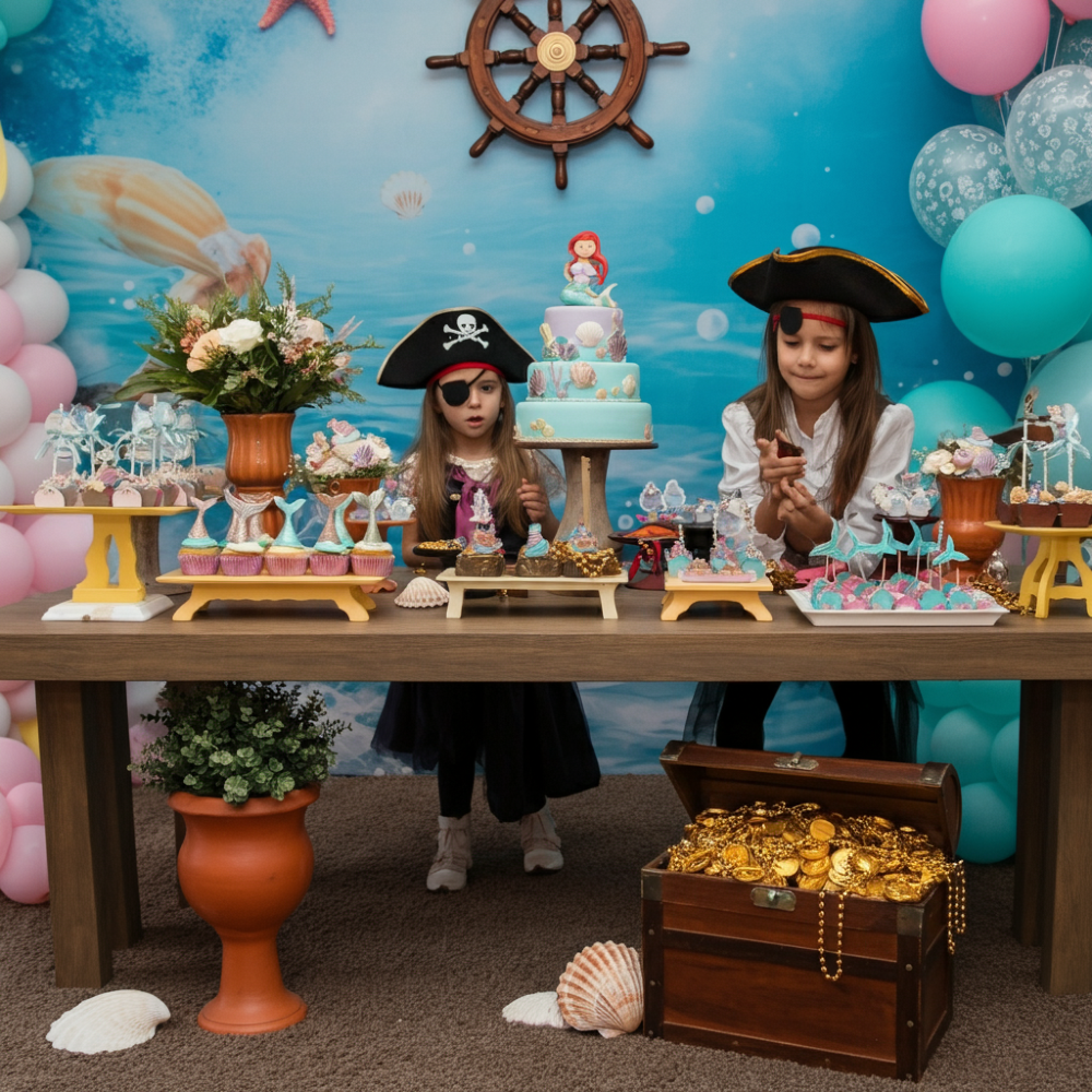 cute sea creatures mermaid and pirate party