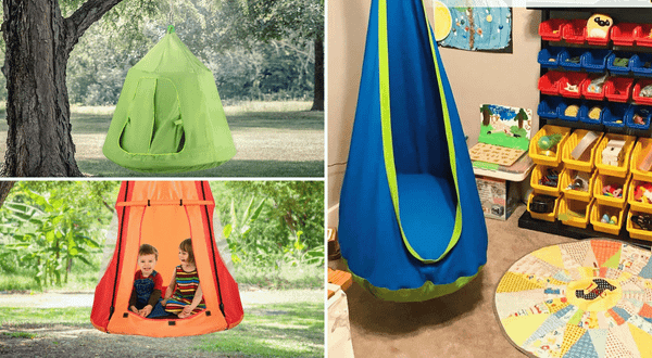 kids hanging tent