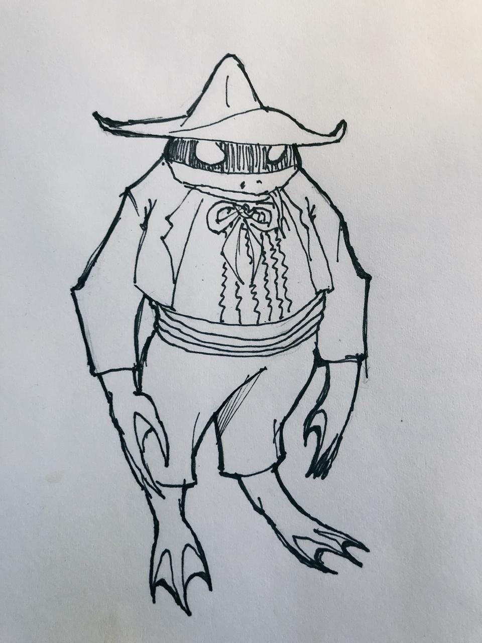an ink drawing of a toad wearing a mariachi outfit