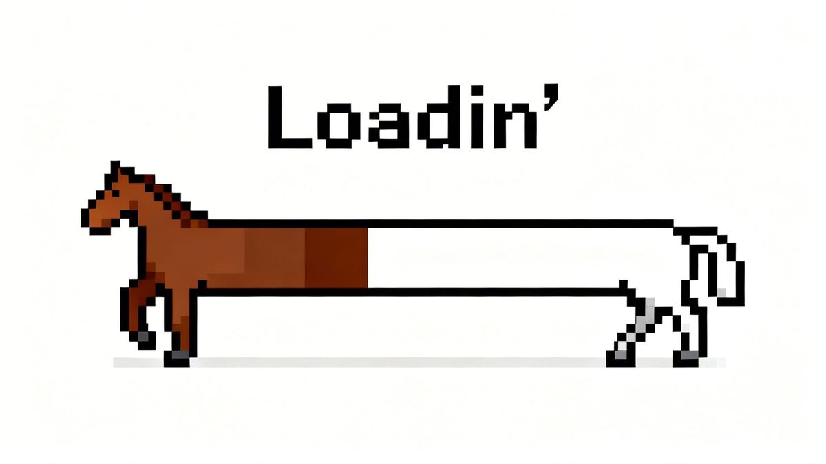 A pixelated horse acting as a loading screen.