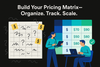 Illustration of messy pricing vs. organized matrix with headline: Build Your Pricing Matrix.